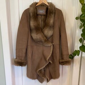 Johnston & Murphy Faux Suede Faux Fur Penny Lane Coat Vintage Style Fall 70’s